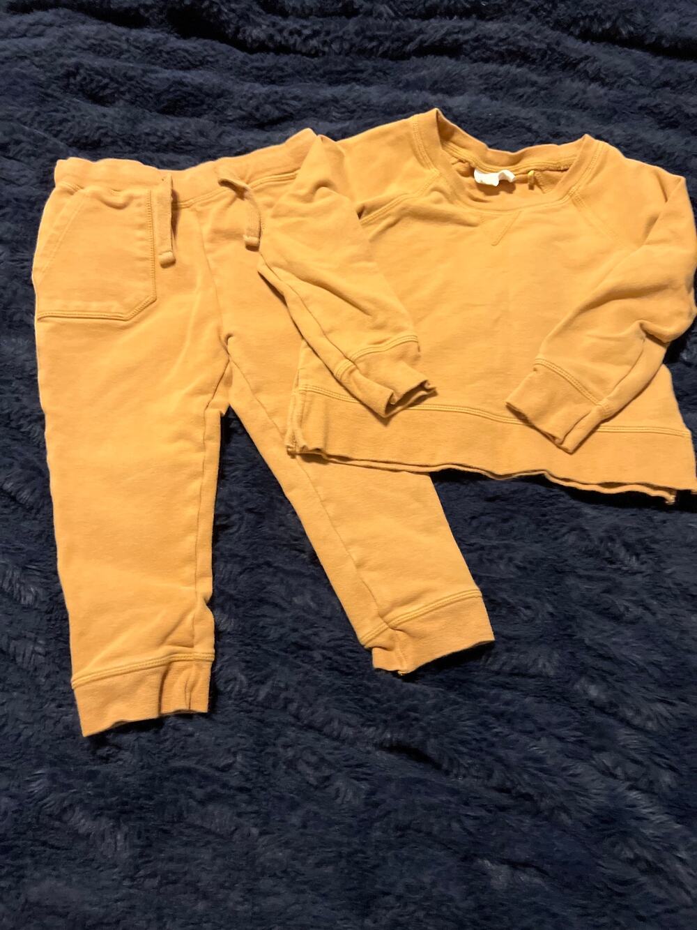 Angel Dear 2T Organic Cotton Sweatshirt Jogger Set Camel Unisex EUC